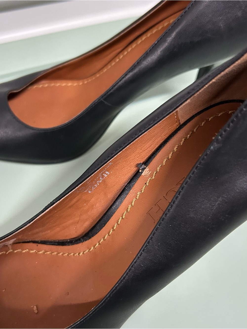 Coach Black Leather Pointed Toe Pumps - Picture 9 of 16